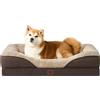 EHEYCIGA Memory Foam Cuccia Cane Interno Taglia Grande, Impermeabile Divano per Cani Sfoderabile e Lavabile, Letto per Cani con 4 Bordi Rialzati, Marrone, 91x68x17.5cm