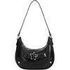 TIAASTAP Piccola borsa a tracolla per ragazze e adolescenti y2k in pelle, borsa a tracolla vintage da donna a mezza luna, borsa a tracolla Halfmoon Bag pochette portafogli, Nero