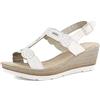 inblu Sandali Donna in Ecopelle con Zeppa e Brillantini, Plantare Imbottito e Cinturno Regolabile, dal 35 al 41, Bianco, 36 EU