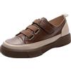 Jamron Donna Stile retrò Sneakers Basse in Vera Pelle Suola Morbida Loafers Scarpe con Chiusura a Strappo Marrone EU40