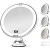 BEAUTURAL Specchio Trucco con Luci, Ingrandimento 10x, Specchio da Parete con Luce LED Regolabile a 3 Colori, Touch Screen, Ventosa, Orientabile a 360°, per il Trucco, la Rasatura e i Viaggi