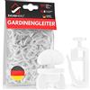 Raumhero Binario per tende (set completo, 100 ganci per tende con 6 stopper), dimensioni standard da 7 mm, ganci per tende per binari, 100% Made in Germany