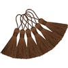 Makhry Set di 20 mini pompon in filo di seta fatti a mano con anello da 5,1 cm e piccolo nodo cinese per orecchini, souvenir, segnalibri, accessori fai da te (caffè chiaro)