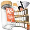 comforder 24 Barattoli Spezie Cucina 120ml, 336 Etichette Italiane, Bambù | 2 macinini regolabili, 36 coperchi dosatori, pennarello, imbuto, scovolino, barattoli in vetro ermetici, contatto alimentare