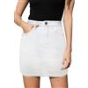 Alaster Queen Gonna corta estiva da donna, in jeans, a vita elasticizzata, con tasche, bianco, XL