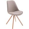 CLP Sedia Design Toulouse Imbottita In Stoffa I Sedia Pranzo Con Scocca In Stoffa I Sedia Pranzo Con Telaio In Legno, Colore:tortora, Colore del telaio:natura