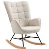 MEUBLE COSY Sedia a Dondolo Poltrona Imbottita Relax con Braccioli Schienale Alto per Soggiorno Cameretta in Tessuto con Gambe in Legno