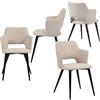 MEUBLE COSY Set di 4 Sedie da Pranzo Scandinavo Imbottito con Schienale Braccioli in Tessuto per Cucina Sala Soggiorno, Beige, 48x54.5x80cm