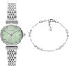 Emporio Armani Orologio al Quarzo a Due Lancette e Set di Gioielli da Donna