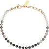 COAI Bracciale da Donna con Perline di Pietre Dure Sfaccettate, Bracciale Nero Spinello Quarzo Rutilato e Pietra di Luna