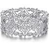Clearine Crystals Bangle Doppio Diamante Stretch Bracciale da Tennis per Le Donne Trasparente Fondo Argento
