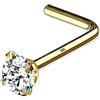 OUFER Body Piercing da Naso 20 g, Oro Massiccio 14 K, a Forma di L, Vite e Naso, Acciaio Inossidabile, Zirconia Cubica