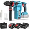 Seesii Tassellatore a Batteria : 2 * 5000 mAh Batterias, 4,3 J Potente Trapano a Percussione, Con Motore Senza Spazzole, SDS-plus, Forare a Impatto e Scalpellare per Uso Domestico e Lavori Edili