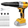 Roadtime Rivettatrice a batteria compatibile con Dewalt 20V batteria, pistola rivettatrice professionale senza spazzole con luce LED, 20 rivetti, 3 adattatori per metallo, plastica e pelle (senza batteria)