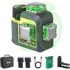 LASGOO Livella laser LasGoo 3D-RS12 3x360° con raggio verde per costruzione e appeso di quadri, auto-livellante, con 2 batterie ricaricabili da 11.1V (24 ore), supporto magnetico regolabile, cavo Type-C