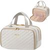 Lifewit Beauty Case da Viaggio da Donna, Beauty da Viaggio, Beauty Case Donna Uomo, Borsa da Toilette, Morbido Pochette Grande con Manico, Porta Trucchi, Regalo per Donna, M, Grigio Chiaro