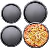 WakiHong Set 4 Teglia Pizza Forma Rotonda Acciaio al Carbonio Stampi Pizza Teglie Diametro 14,16.5,18.8,21 cm Acciaio al Carbonio Non Tossiche e Sane Rivestimento Antiaderente