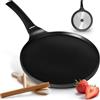 endusor Padella Crepes Induzione 26cm con Spatola e Stendi (Faggio Tedesco) | Rivestimento antiaderente triplo, senza PFOA, per tutti i piani cottura, per piadine crepiera