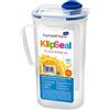 homeshopa.com Homeshopa, caraffa per acqua con chiusura a clip e serratura, con manico, rettangolare, da 2 litri, in plastica priva di BPA, con coperchio ribaltabile, a prova di perdite e ermetica, trasparente/blu