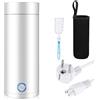 Delamiya Mini bollitore elettrico da viaggio, 400 ml, 3 in 1, bianco, con spegnimento automatico, 304, in acciaio inox, per preparare caffè e tè