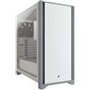 Corsair 4000D Case ATX Mid-Tower con Vetro Temperato, Pannello Anteriore in Puro Acciaio, Pannello Laterale in Vetro Temperato, Ampio Spazio Interno, Due 120 mm Ventole Incluse, Bianco