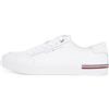 Tommy Hilfiger Uomo Sneakers Vulcanizzate Core Corporate Leather Profilo Basso, Bianco (White), 40 EU
