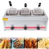 PGKTKCWH Friggitrice a Gas GPL Professionale, friggitrice Commerciale in Acciaio Inossidabile con cestelli e coperchi per friggitrice, per Cucina Domestica Commerciale, Triplo Cilindro 10L