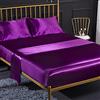 Jemiipee 4 Pezzi Completo Lenzuolo Letto Matrimoniale, 1 x Lenzuola Sotto con Angoli Tinta Unita 180x200 cm con 1 x Lenzuolo Piatto e 2 x Federe, Biancheria da Letto in Raso, Magenta Scuro