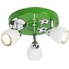 BRILLIANT lampada Soccer LED Spotrondell 3flg bianco/verde-nero-bianco | 3x LED-PAR51, GU10, 3W lampade a riflettore LED incluse, (250lm, 3000K) | Scala da A ++ a E | Testa orientabile