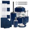 Clara Clark Set di accessori da bagno blu navy completo di tappeti da bagno e set di tende da doccia, set da bagno da 12 pezzi con tappeti e accessori, tenda da doccia con fodera e ganci, set