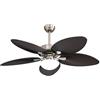 Eden pulse Ventilatore nichel e marrone 24 W, 5 pale a forma di foglia di palma, 6 velocità, 3 temperature, 38/50,5x132x132 cm