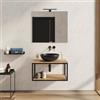 DEGHI Mobile bagno sospeso 70 cm portalavabo nero e rovere con specchio - Axis