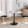 DEGHI Tavolo rotondo 100 cm top stone effetto terrazzo veneziano e struttura in acciaio nero - Tulipano