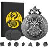 Keller & Weber Mini Set di Dadi DND, Steampunk Druido Custodia per Orologio da Tasca, 7 pezzi in Metallo Poliedrico Set di Dadi D&D, Regali di D&D con Scatola Regalo, Accessori per Giochi di Ruolo, Argento Scuro