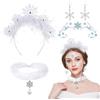 Beipegin 4PCS Cerchietto Fiocco di Neve Orecchini Fiocco di Neve Collana Fiocco di Neve Tatuaggi Natale, Costumi Natale Donna di Fiocco di Neve, Accessori Costume Frozen per Festa di Carnevale Natale Halloween