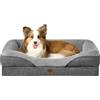 EHEYCIGA Memory Foam Cuccia Cane Interno Taglia Grande, Impermeabile Divano per Cani Sfoderabile e Lavabile, Letto per Cani con 4 Bordi Rialzati, Grigio Scuro, 91x68x17.5cm