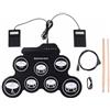 NEWFUN Batteria Elettronica Adulti e Bambini, 7 Drum Pad in Silicone con Mazzette e Pedale, Portatile e Pieghevole, Nero