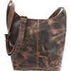 LECONI Borsa a tracolla grande Donna Borsa a spalla Borsa di pelle Borsa practica Bucket Bag in stile vintage Borsa da donna Shopper Borsa in vera pelle 34x34x11cm fango LE0055-wax