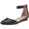 DREAM PAIRS Scarpe Basse da Donna con Cinturino alla Caviglia Bassa Comodi Sandali Piatti,Size 38,Nero/Pu,AMIGA