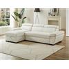 Vente-unique-Divano letto angolare in pelle Bianco - Angolo a sinistra - JONOVA