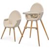 kk Kinderkraft Kinderkraft FINI 2 Seggiolone Pappa 2 in 1, Rialzo da Sedia, Poggiapiedi Vassoio Regolabile, per Bambini da 6 Mesi fino 5 Anni, Beige