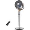 Dreo 23dB Ventilatore a Piantana silenzioso, 120°+120°Omni-directional Oscillating Fan, Portata di 24M, Volume d'aria1200m³/h, DC Motor Quiet Standing Fans, Adjustable Height, 8 Speeds, 3 Modes