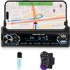 NHOPEEW Autoradio 1 Din con Bluetooth - Lettore MP3 Supporto per telefono - Doppia porta USB/TF Card/Radio FM/Ingresso AUX/Comando al volante/Pulsanti luminosi + microfono wireless