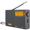 XHDATA D-808 Radio Digitale Portatile FM Stereo/SW/MW/LW SSB RDS Air Band Radio Multi Altoparlante con Display LCD Sveglia Antenna Esterna e 2000mah Batteria (Grigio)