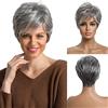 KRYLL Parrucche grigie corte per donna Parrucca taglio pixie naturale, parrucche sintetiche resistenti al calore, capelli naturali per uso quotidiano