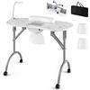 COSTWAY Tavolo per Manicure Pieghevole con Aspiratore, Tavolo per Unghie Portatile con Luce LED Regolabile, Cuscino Poggia Polso Rimovibile, Borsa da Trasporto e 4 Ruote Bloccabili