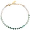 COAI Bracciale Fine da Donna con Perline di Pietre Naturali Sfaccettate, Bracciale Verde Malachite Avventurina e Pietra di Luna