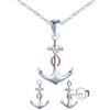 MICMIF Parure Gioielli Ancora Donna, 2 Pezzi Set Argento 925 Collana e Orecchini Ancora con Infinito, Collana con Ciondolo Ancora, Orecchini Stud Ancora per Donne Ragazze