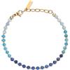 COAI Bracciale da Donna con Perline di Cristalli Naturali Sfaccettati, Bracciale Blu Cianite Apatite e Acquamarina Cromoterapia