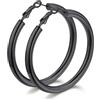 Bestyle Orecchini Donna Cerchio Nero 60mm in Acciaio Inossidabile Orecchini Donna Tubolare a Cerchio Grande Placcato Nero Confezione Regalo